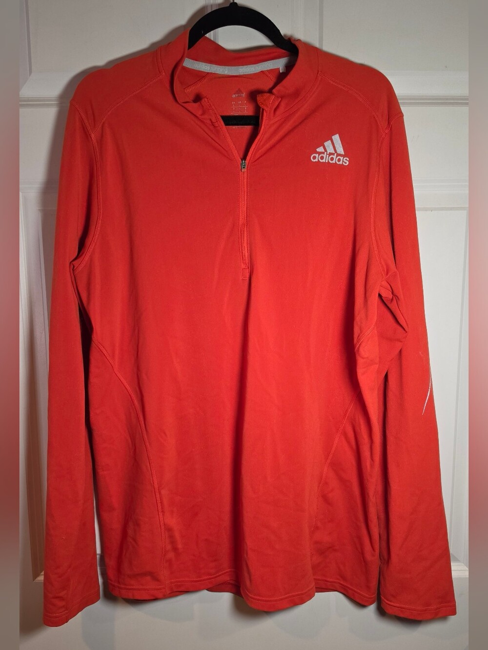 Adidas Men’s Bright Red Quarter-Zip Athletic Sweater L Minor Mark By Zipper